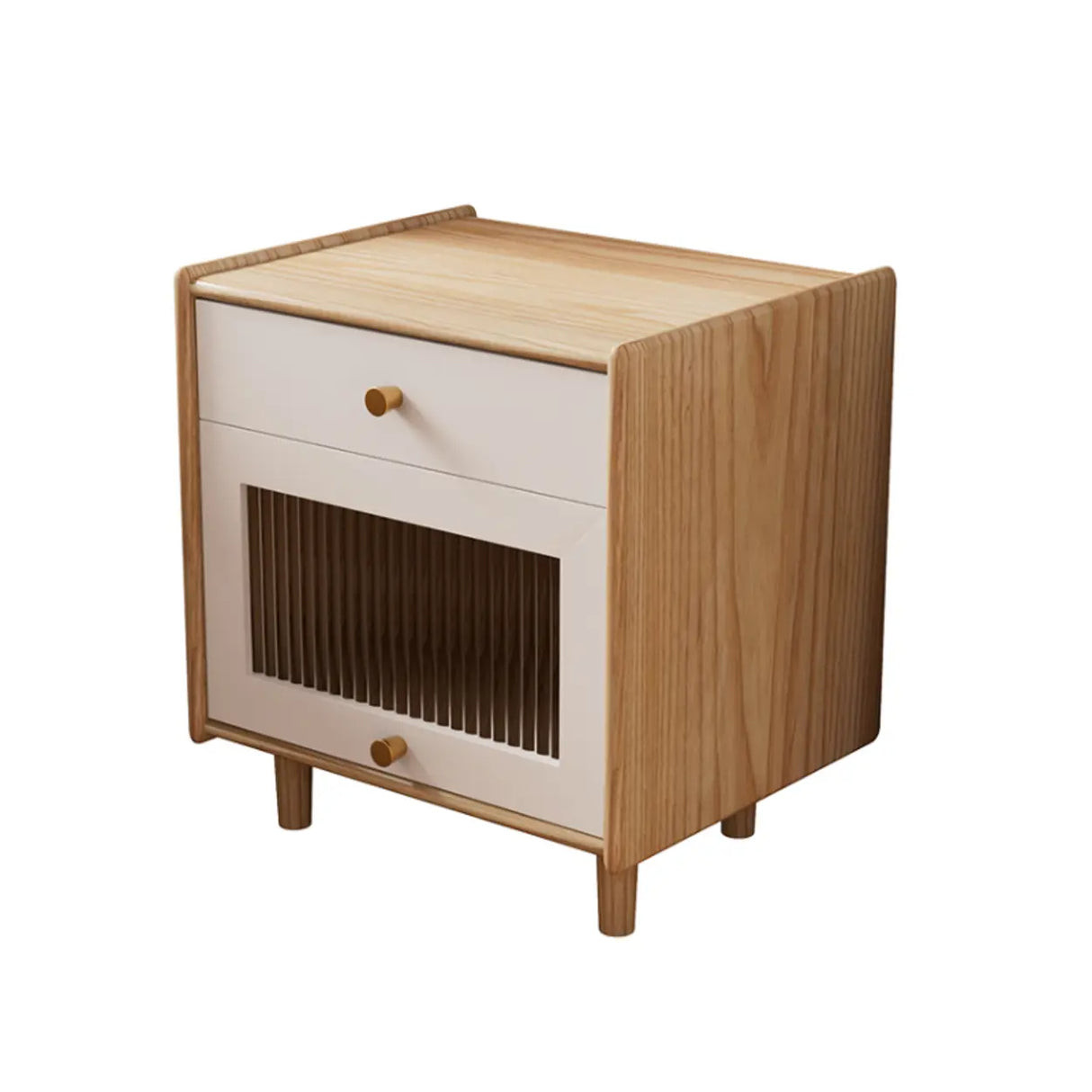 Wooden Four-Leg Kids Nightstand with Drawer and Shelf Image - 7