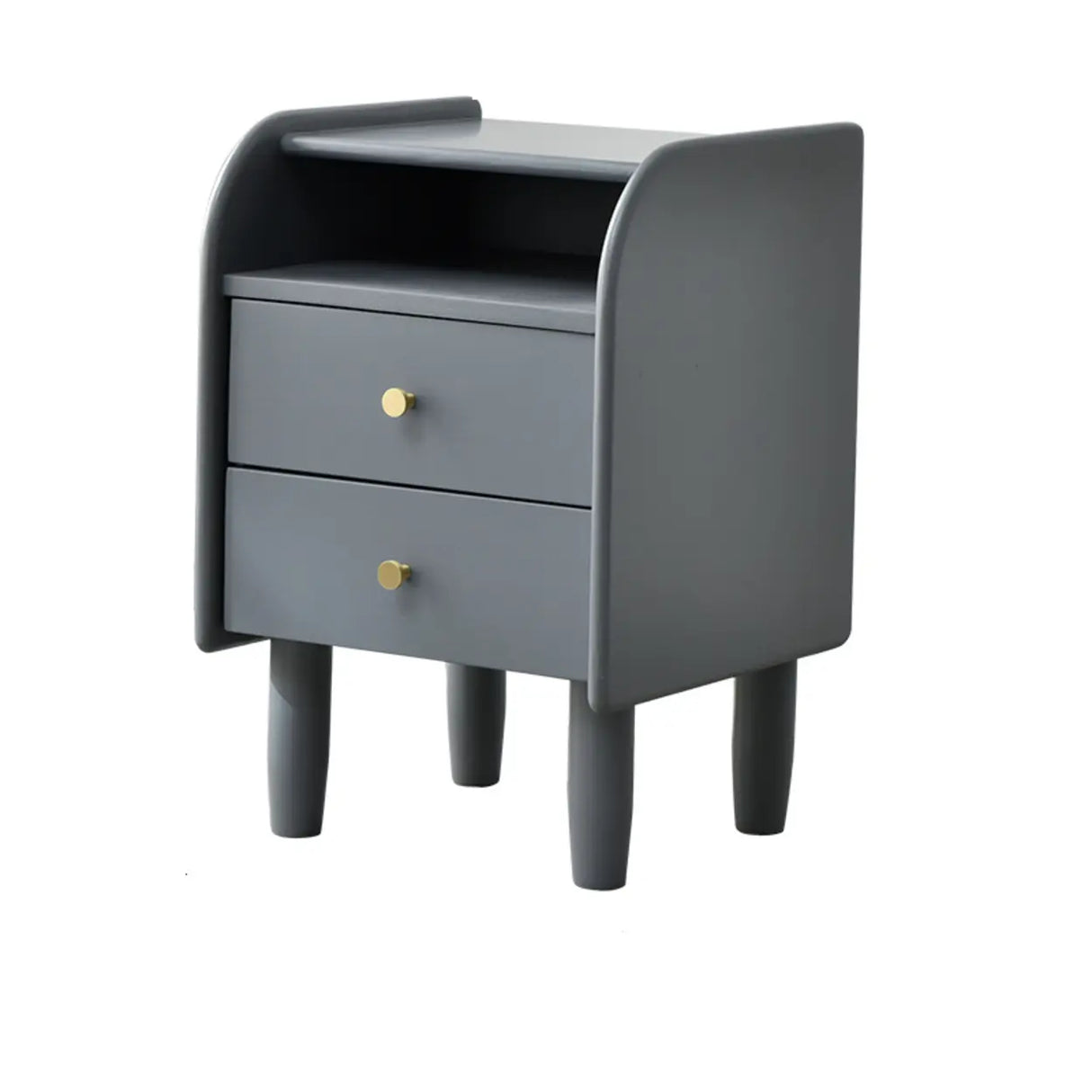 Wooden Frame Narrow Length Kids Nightstand with Drawers Image - 11