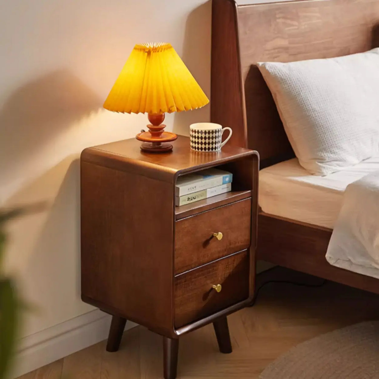 Wooden Frame Narrow Length Kids Nightstand with Drawers Image - 17