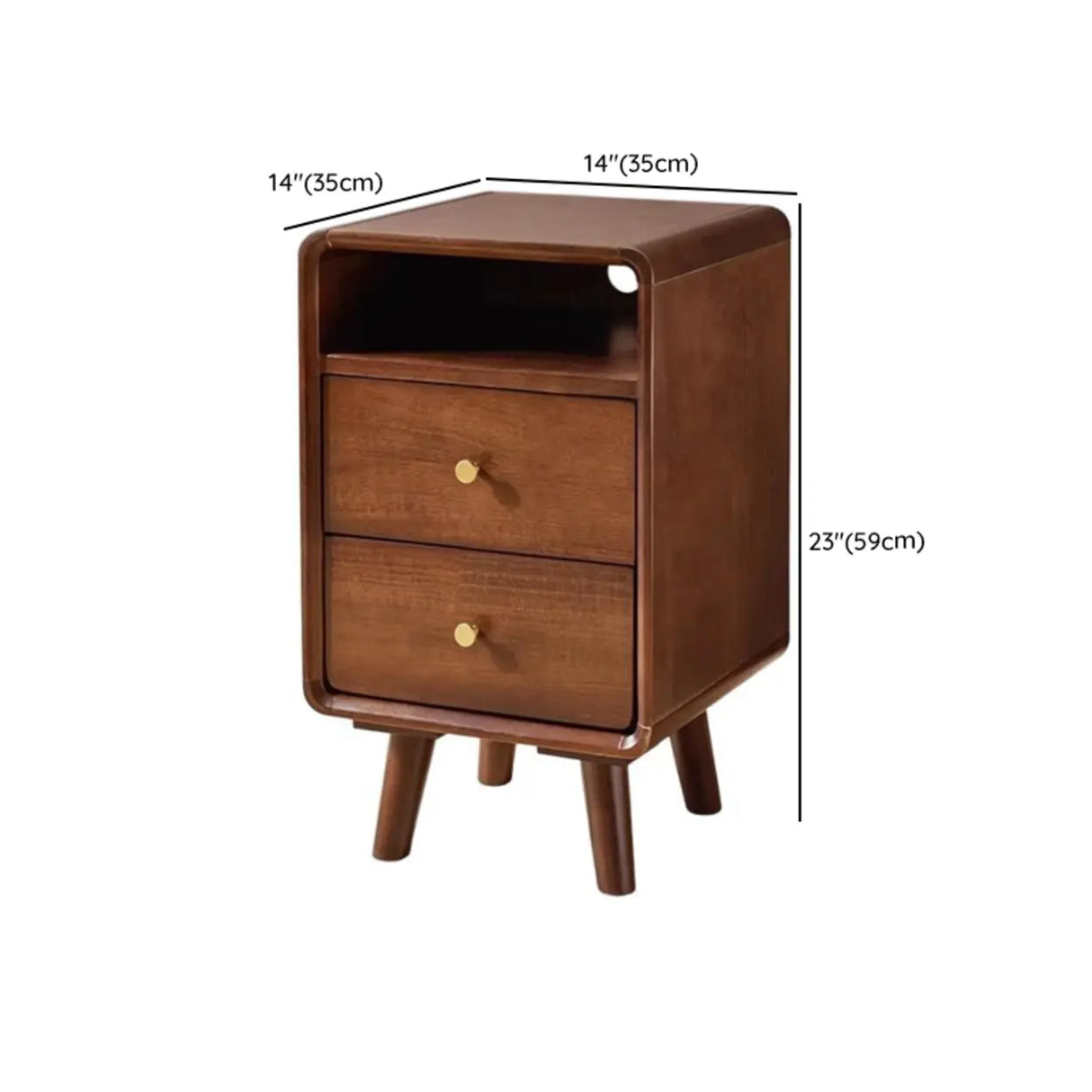 Wooden Frame Narrow Length Kids Nightstand with Drawers 