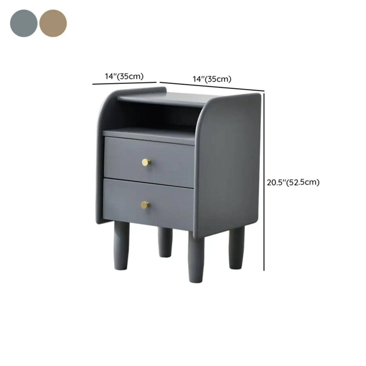 Wooden Frame Narrow Length Kids Nightstand with Drawers Image - 22