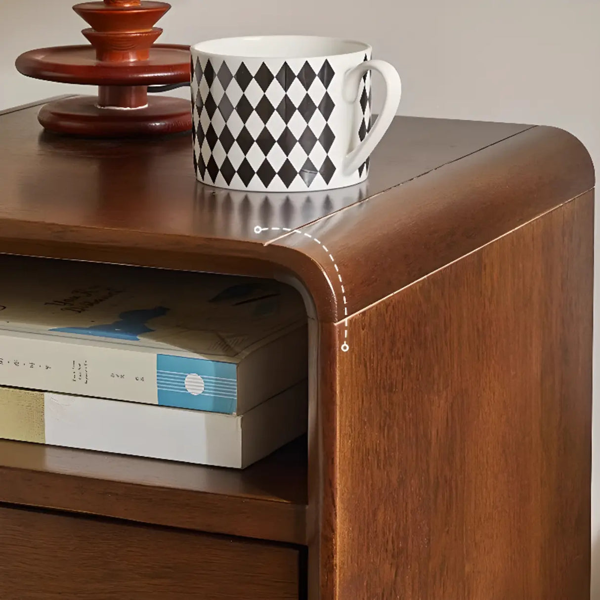 Wooden Frame Narrow Length Kids Nightstand with Drawers Image - 6