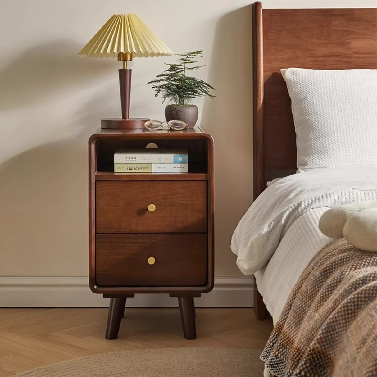 Wooden Frame Narrow Length Kids Nightstand with Drawers Image - 8