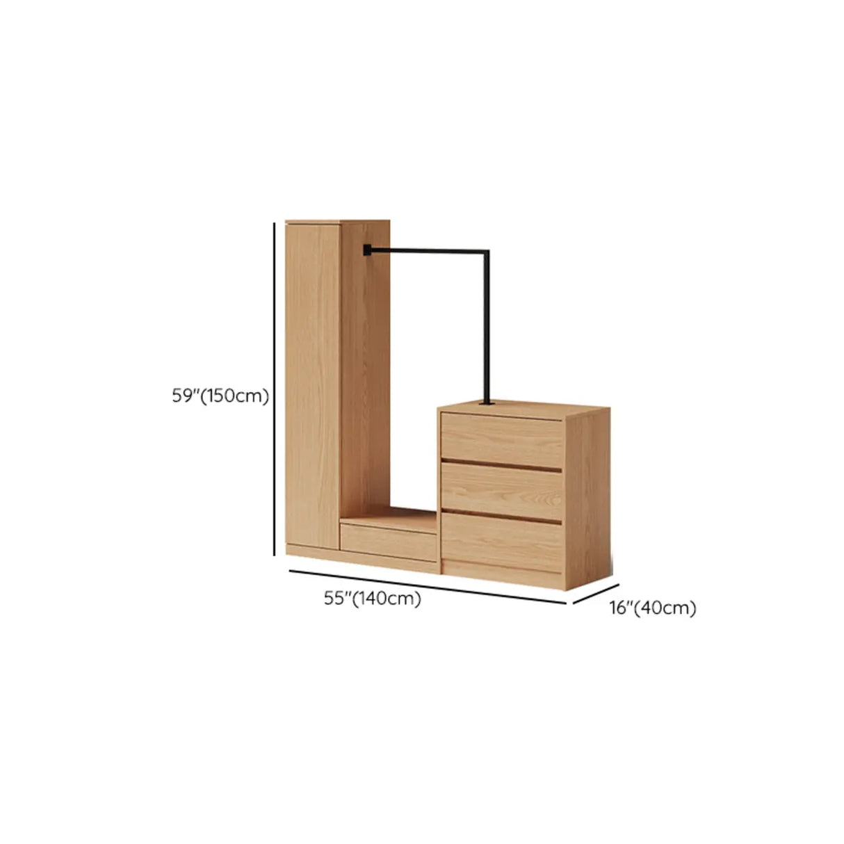 Wooden Freestanding Coat Rack with Mirror and Drawers 