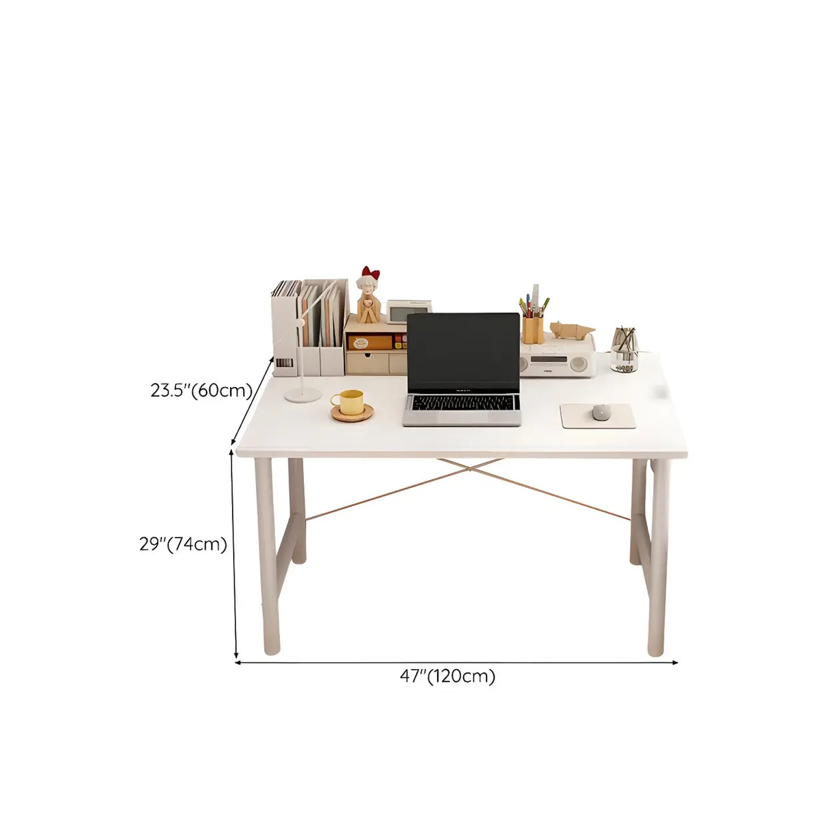 Wooden H-Shape Base Home Writing Desk with Drawers Image - 12