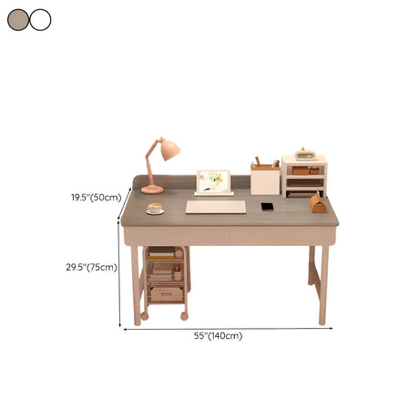 Wooden H-Shape Base Home Writing Desk with Drawers Image - 17