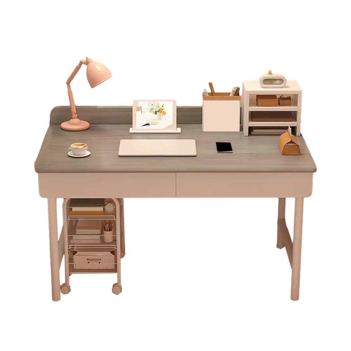 Wooden H-Shape Base Home Writing Desk with Drawers Image - 8