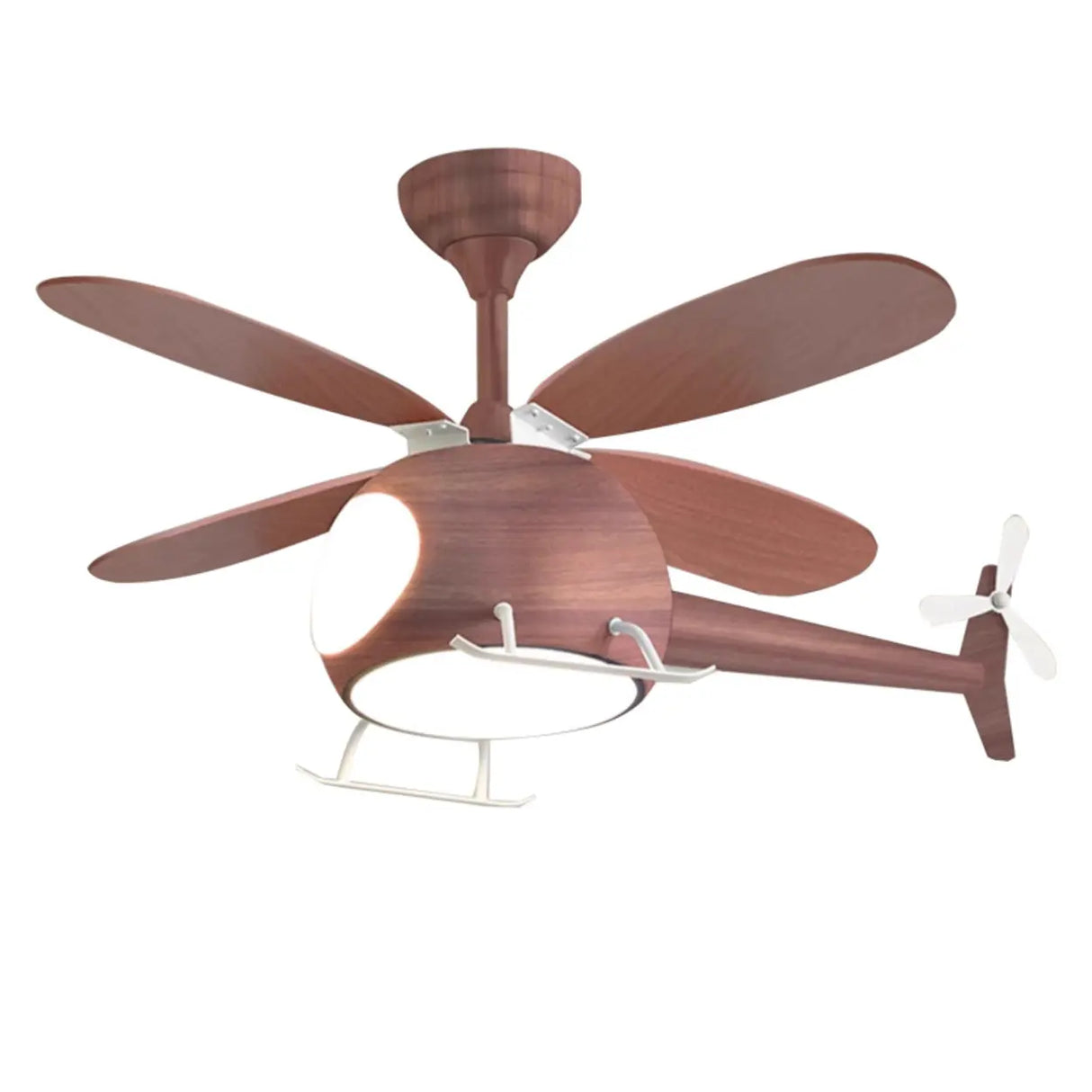 Wooden Helicopter Kids Ceiling Fan Light with Eye-Care Image - 2