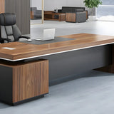 Wooden L-Shape Executive Desk with Drawers and Storage Image - 12