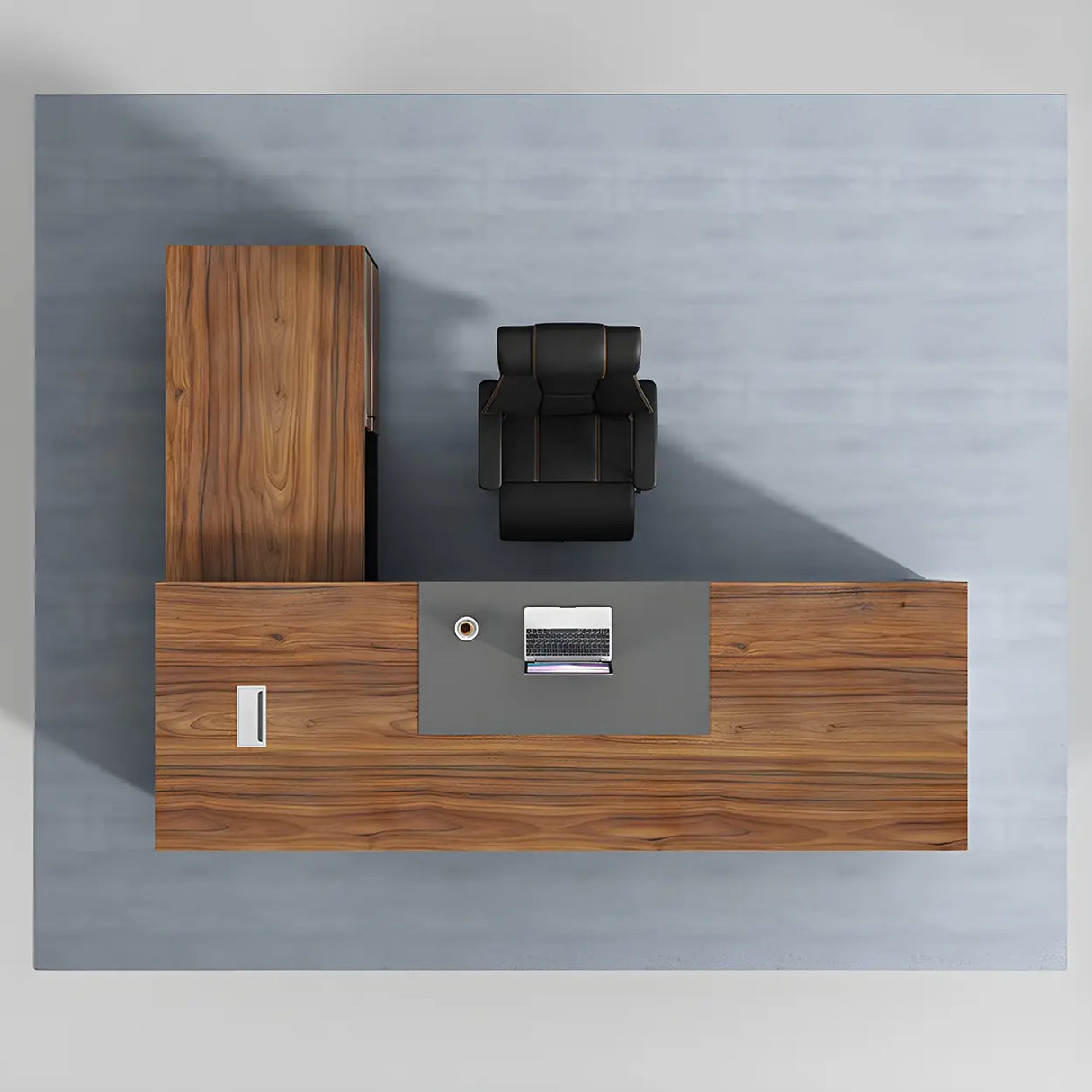 Wooden L-Shape Executive Desk with Drawers and Storage Image - 13