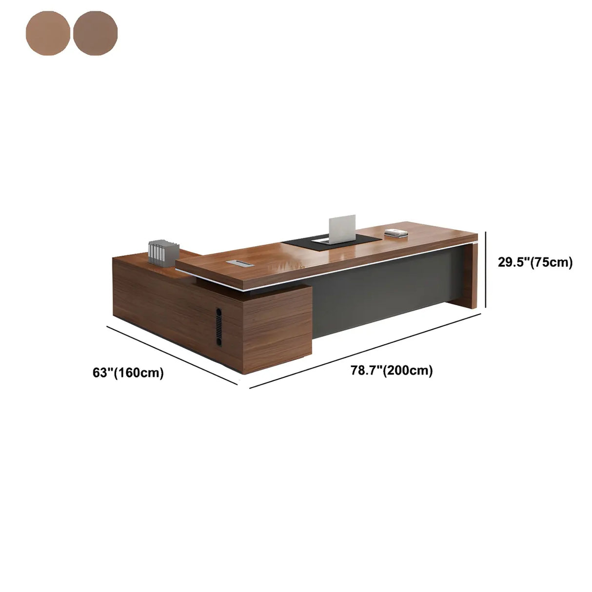 Wooden L-Shape Executive Desk with Drawers and Storage Image - 16