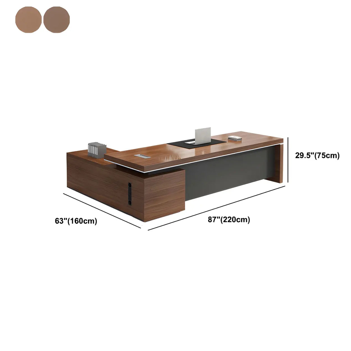 Wooden L-Shape Executive Desk with Drawers and Storage Image - 17