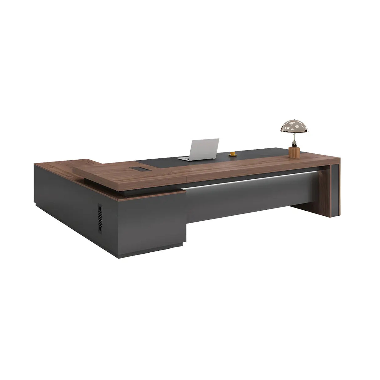 Wooden L-Shape Executive Desk with Drawers and Storage Image - 3