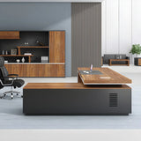 Wooden L-Shape Executive Desk with Drawers and Storage Image - 4