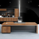 Wooden L-Shape Executive Desk with Drawers and Storage Image - 5