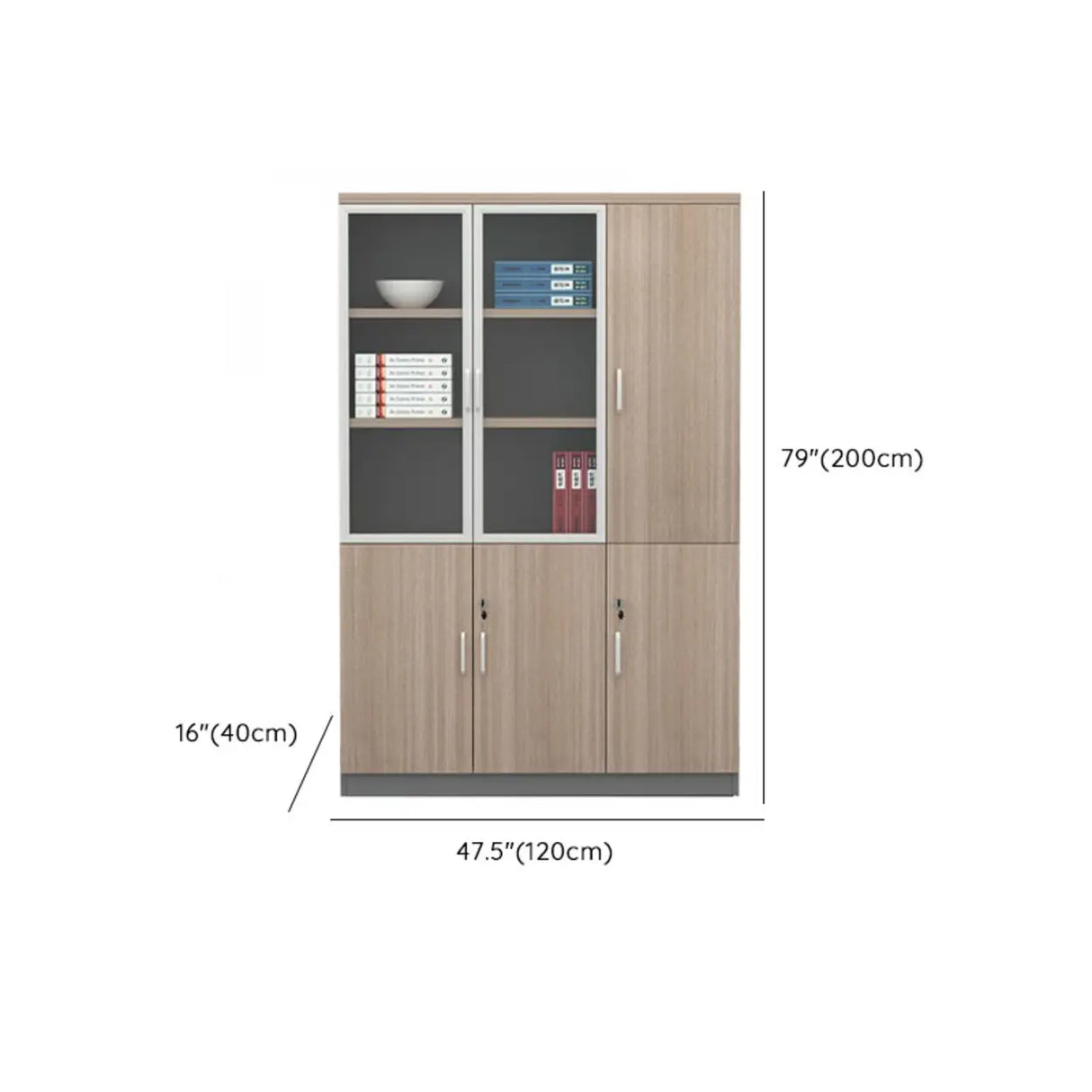 Wooden Natural Finish Vertical Filing Cabinet with Locks 