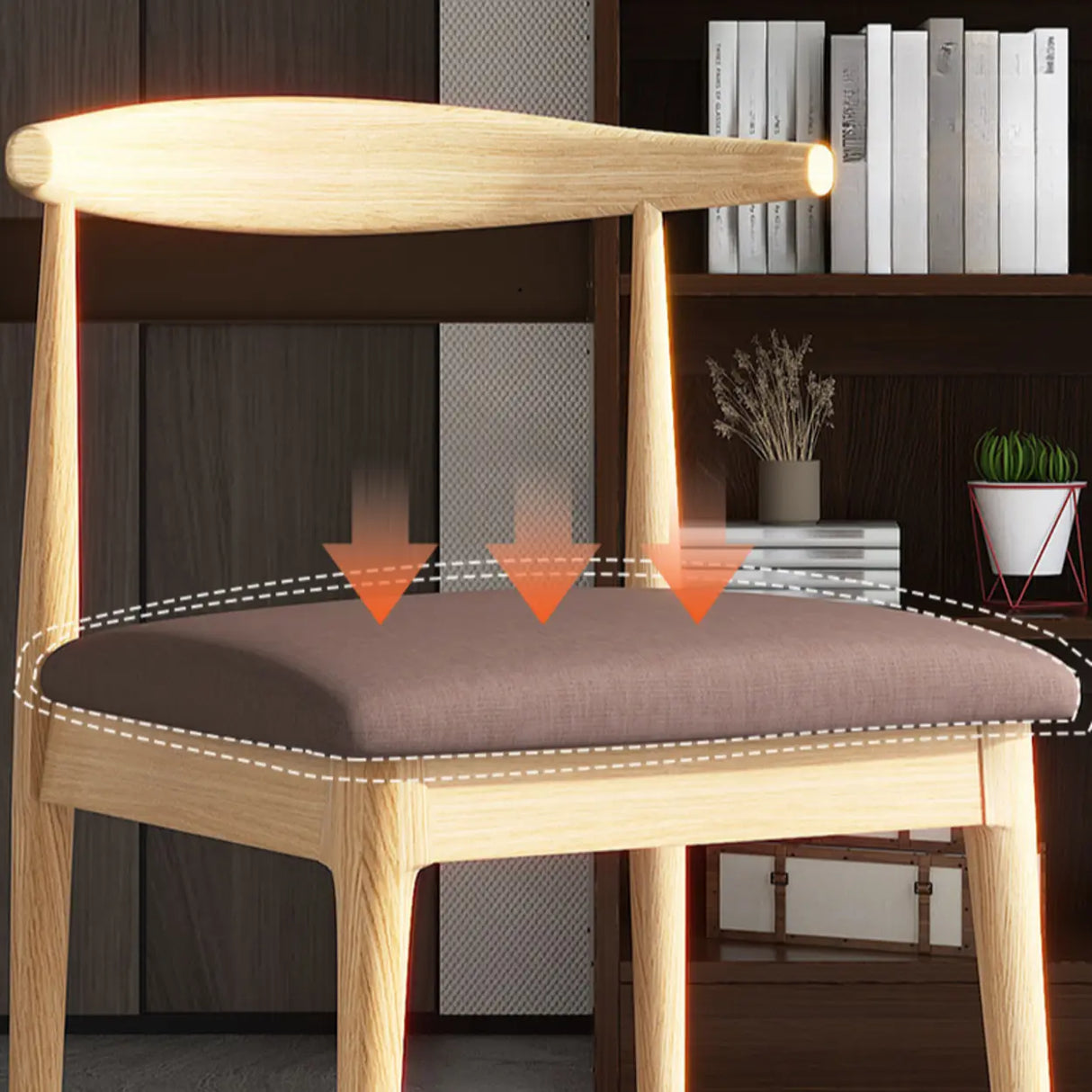 Wooden Open Back Faux Leather Upholstered Dining Chair Image - 10