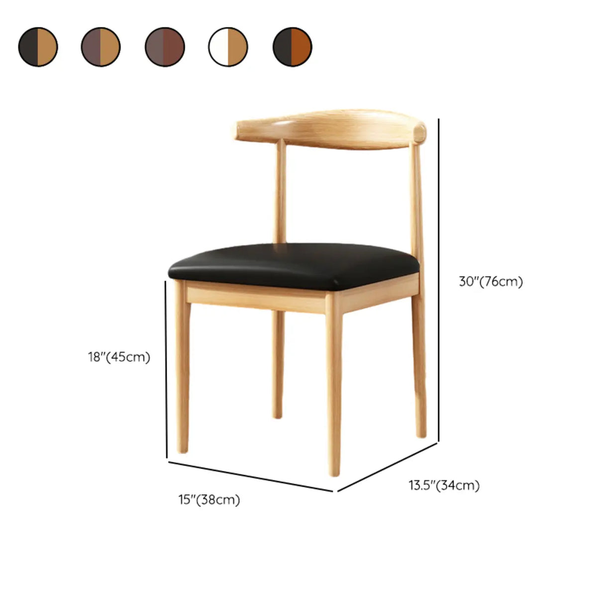 Wooden Open Back Faux Leather Upholstered Dining Chair 