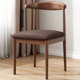 Wooden Open Back Faux Leather Upholstered Dining Chair Image - 7