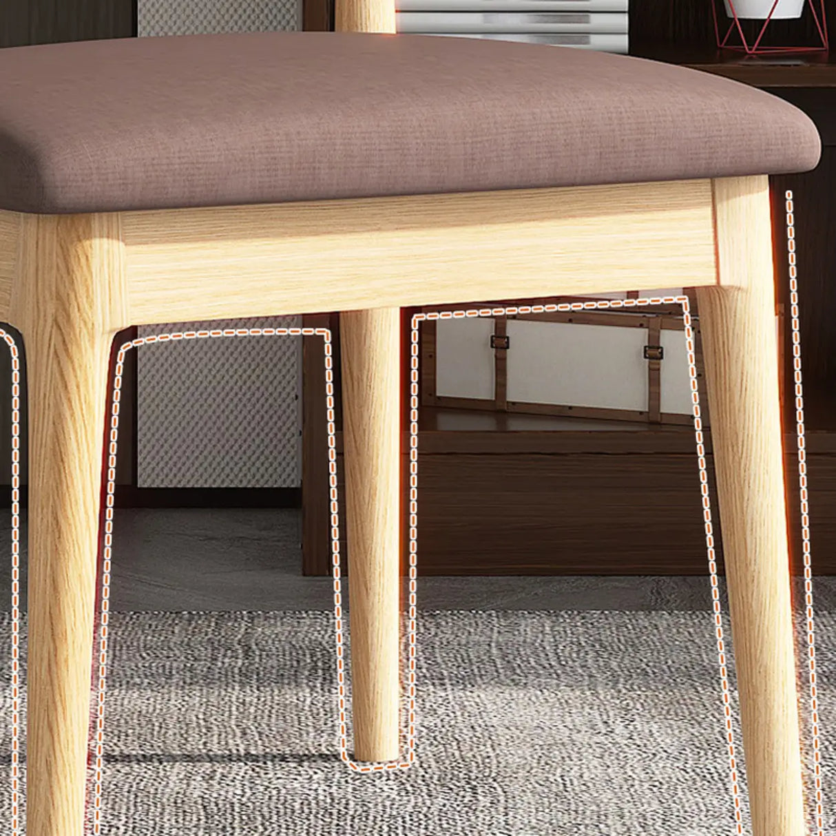 Wooden Open Back Faux Leather Upholstered Dining Chair Image - 8