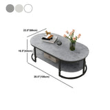 Wooden Oval Double Pedestal Coffee Table with Shelves Image - 18