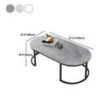 Wooden Oval Double Pedestal Coffee Table with Shelves Image - 19