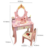 Wooden Pink Princess Storage Kids Vanity Set with Mirror Image - 10