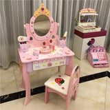 Wooden Pink Princess Storage Kids Vanity Set with Mirror Image - 3