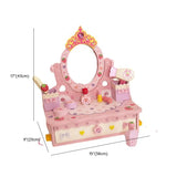 Wooden Pink Princess Storage Kids Vanity Set with Mirror #size