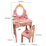 Wooden Pink Princess Storage Kids Vanity Set with Mirror Image - 9