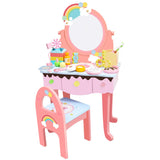 Wooden Pink Rainbow Kids Vanity Set with Storage Drawers Image - 5