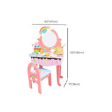 Wooden Pink Rainbow Kids Vanity Set with Storage Drawers #size
