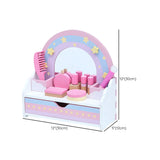 Wooden Rainbow Pink Mirror Kids Vanity with Storage #size