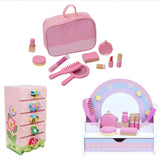 Wooden Rainbow Pink Mirror Kids Vanity with Storage Image - 4