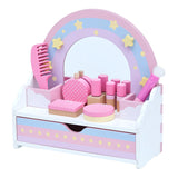 Wooden Rainbow Pink Mirror Kids Vanity with Storage Image - 5