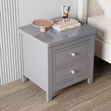 Wooden Rectangular Kids Nightstand with Two-Drawer Image - 2