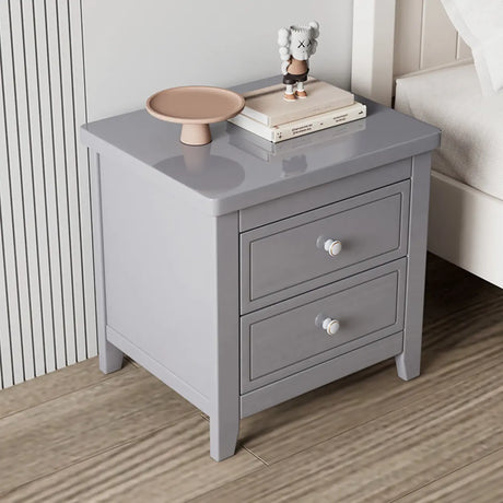 Wooden Rectangular Kids Nightstand with Two-Drawer Image - 2
