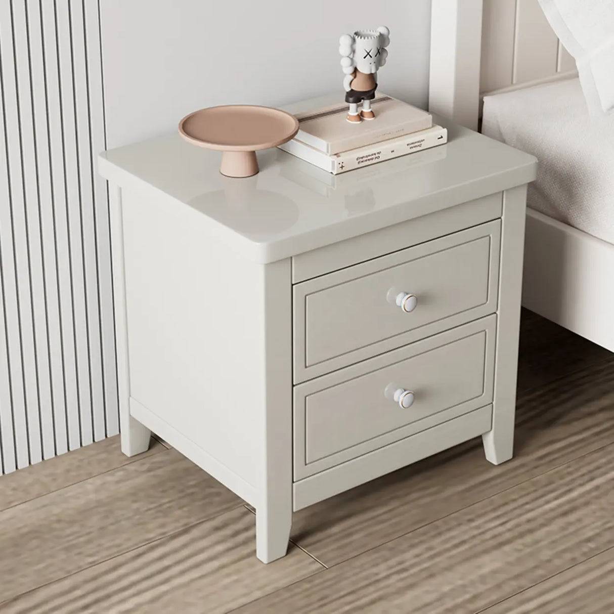 Wooden Rectangular Kids Nightstand with Two-Drawer Image - 3