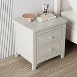 Wooden Rectangular Kids Nightstand with Two-Drawer Image - 3