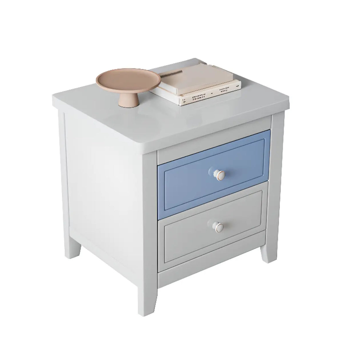 Wooden Rectangular Kids Nightstand with Two-Drawer Image - 8