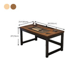 Wooden Rectangular Metal H-Shape Base Writing Desk Image - 10