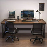 Wooden Rectangular Metal H-Shape Base Writing Desk Image - 4