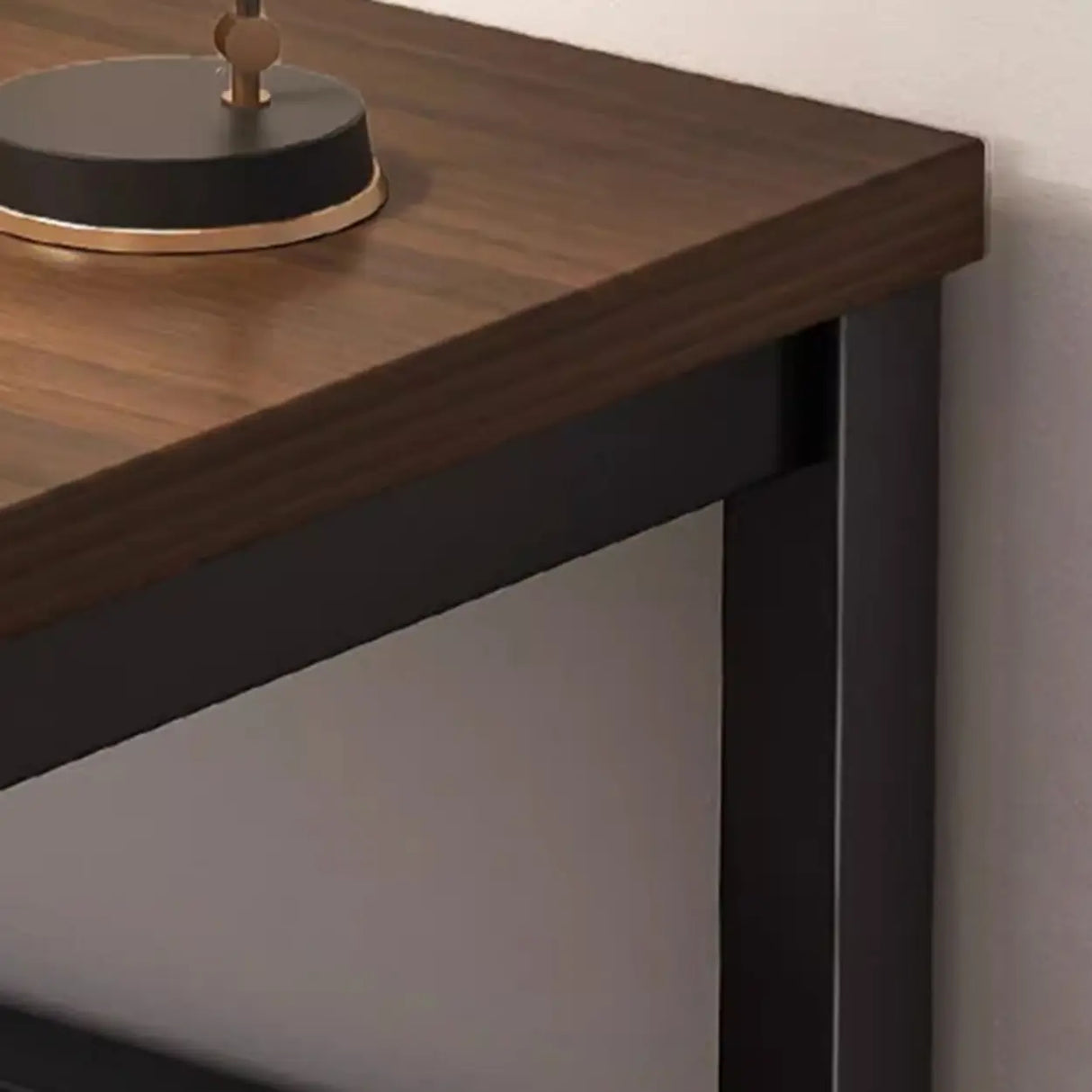 Wooden Rectangular Metal H-Shape Base Writing Desk Image - 6