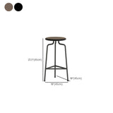 Wooden Round Backless Bar Stool with Iron Tripod Base Image - 7
