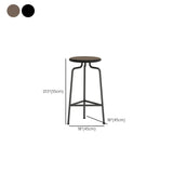 Wooden Round Backless Bar Stool with Iron Tripod Base Image - 8