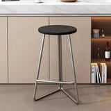 Wooden Round Metal Tripod Base Bar Stool with Footrest Image - 8