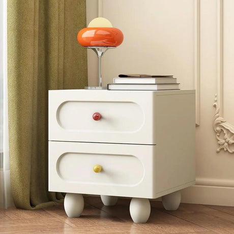 Wooden Short Height Kids Nightstand with Ball Legs Image - 1