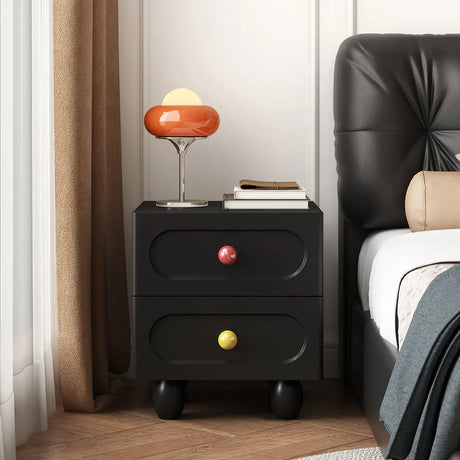 Wooden Short Height Kids Nightstand with Ball Legs Image - 2