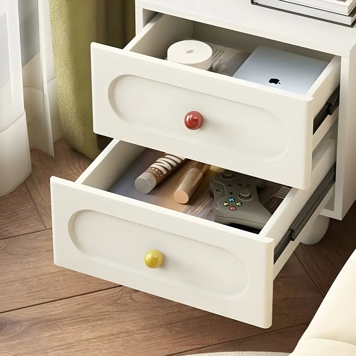 Wooden Short Height Kids Nightstand with Ball Legs Image - 8