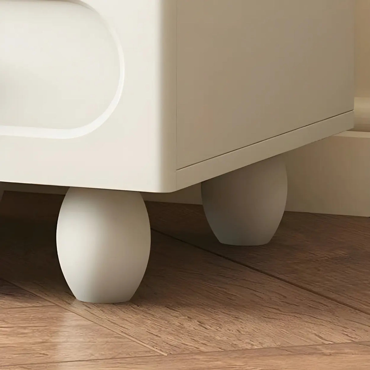 Wooden Short Height Kids Nightstand with Ball Legs Image - 9
